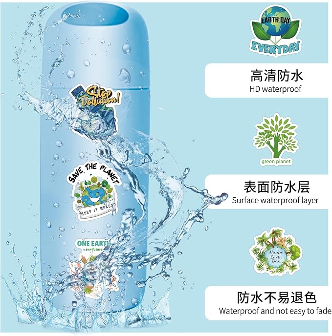 100PCS Environmental Protection Stickers, Save Planet Earth Stickers for Student Vinyl Waterproof for Water Bottle Laptop Luggage Guitar Gifts for Teens Girls Kids Adult Students