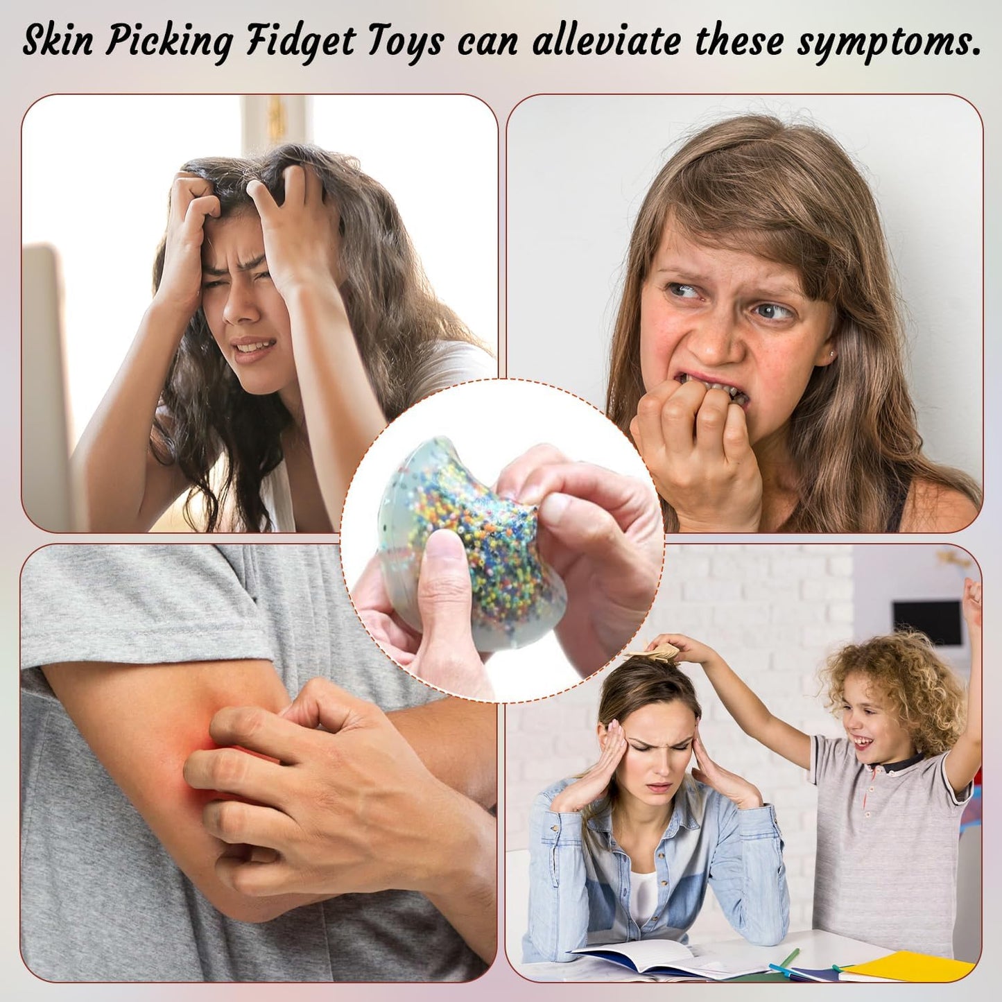 Skin Picking Fidget Toys - 3Pcs Skin Picky Pads to Pick with Plastic Transparent Box, Facial Scratching Trichotillomania Sensory Anxiety Stress Reliever for Adults Teens (Circle 10CM)