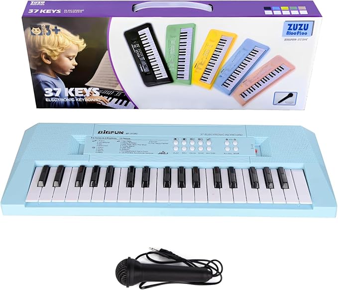 Kids Piano Keyboard, 37 Keys Portable Music Keyboard Early Learning Educational Electronic Music Piano Instrument Toys for 3 4 5 6 Year Old Boys and Girls (Blue)