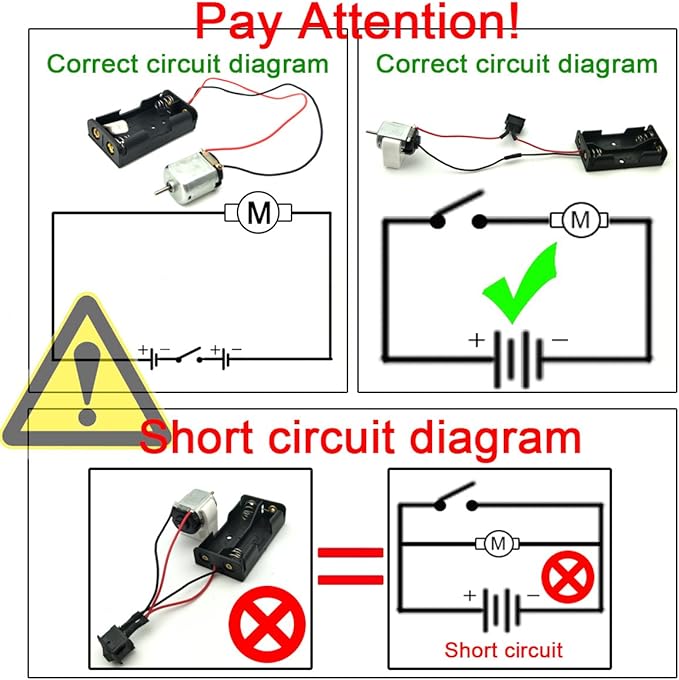 EUDAX 18 Set DC Motors Kit,Mini Electric 1.5-3V 24000RPM Hobby Motor with 252Pcs Plastic Gears,2 x AA Battery Holder ,Wires for STEM DIY Toy