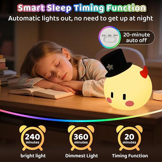 Monster Night Light for Kids, 8-Color Modes & Voice Controlled Light Lamps, Cute Soft Touch Silicone Portable Rechargeable Touch Nightlight for Breastfeeding, Bedroom Decor, Boys and Gifts for Girls