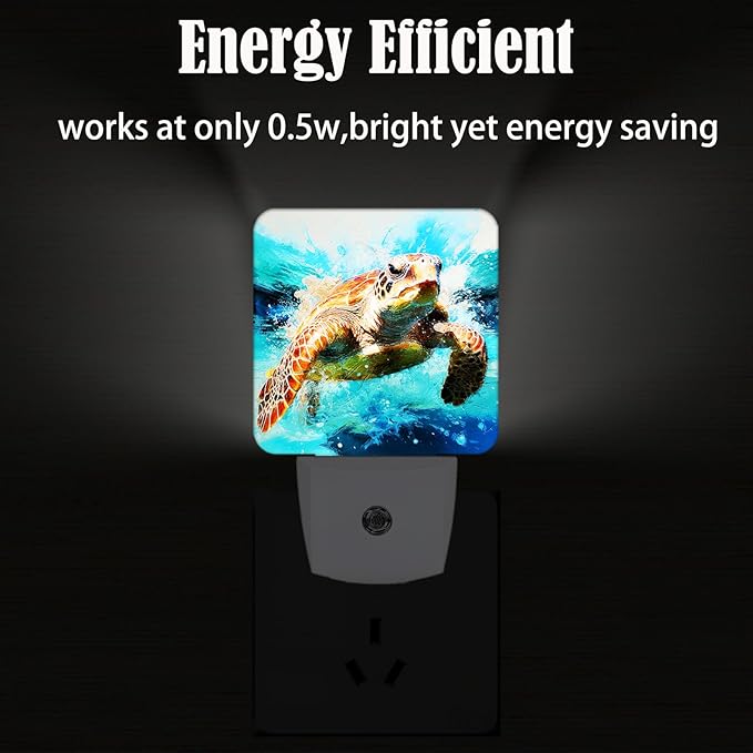 Sea Turtle Night Light,Plug-in Nightlights Auto Sensor Night Lamp Dusk-to-Dawn Lamp Home Decor for Nursery Children Girls Boys