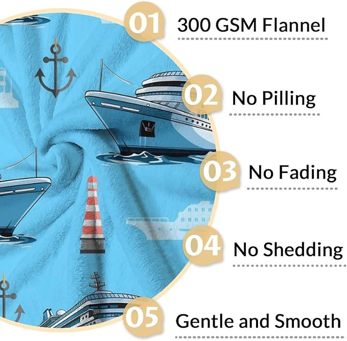 Boys Blanket Ship Throw Blankets Gift for Kids Adults Birthday, 40x50 Inches Lightweight Soft All Season Throw for Sofa Couch Bed Office Car