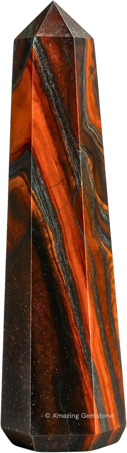 Amazing Gemstone Red Tiger Eye Crystal Towers - Natural Healing Crystal Point Obelisk for Reiki Healing and Crystal Grid (2 Inch to 3 Inch)