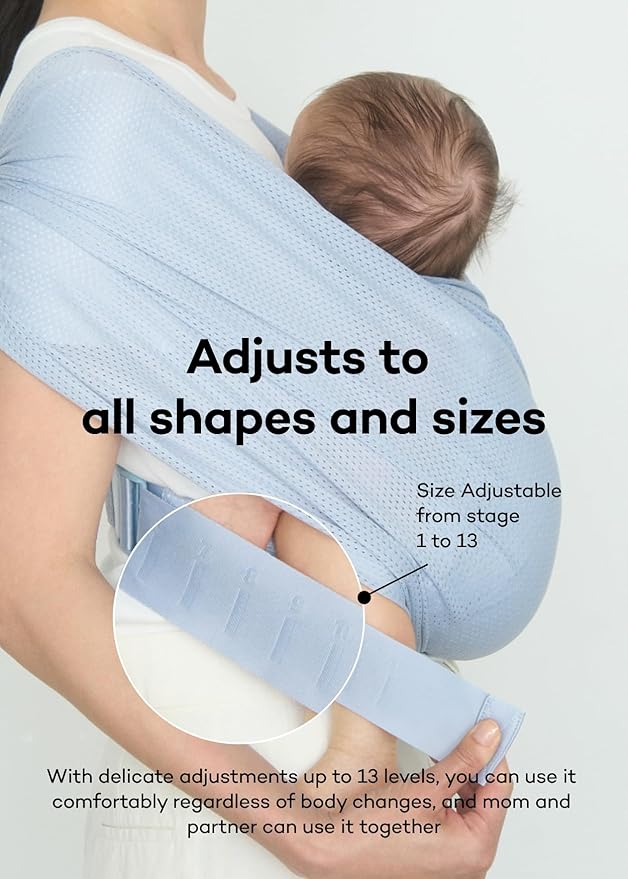 Konny Baby Carrier Flex SoftBreeze with Head Support - Adjustable, Easy to Wear Baby Wrap Sling, Perfect for Newborn Babies Essentials up to 44 lbs (M-4XL) - Neutral Beige