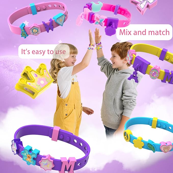 Arts and Crafts for Kids,12 PCS DIY Friendship Bracelet Making Kit for Girls, Kids Bracelet Making Kit for 4-12, Bracelets for Girls with Charm & Sticker, Jewelry Making Birthday Gift for Ages 5 6 7 8-12
