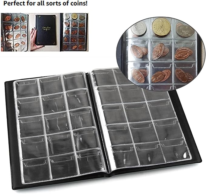 150 Pockets Coin Album, Penny Collecting Book, Souvenir Coins Collection Holder, Ideal for Pressed Pennies Passport, Hobby Coin Collector, Money Specie Display Storage Case (English, Blue)