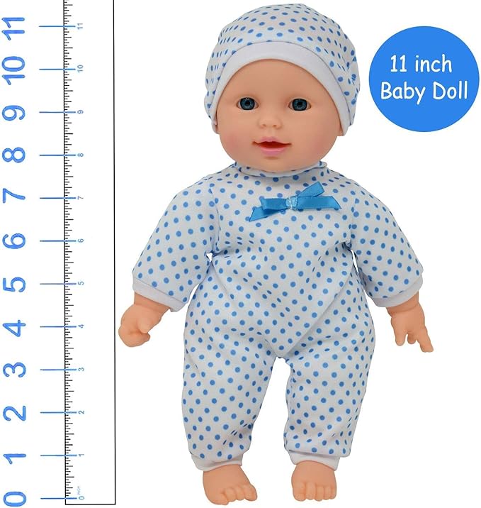 11 inch Soft Body Boy Baby Doll in Gift Box - Doll Pacifier Included -Toy Dolls for Boys and Toddlers