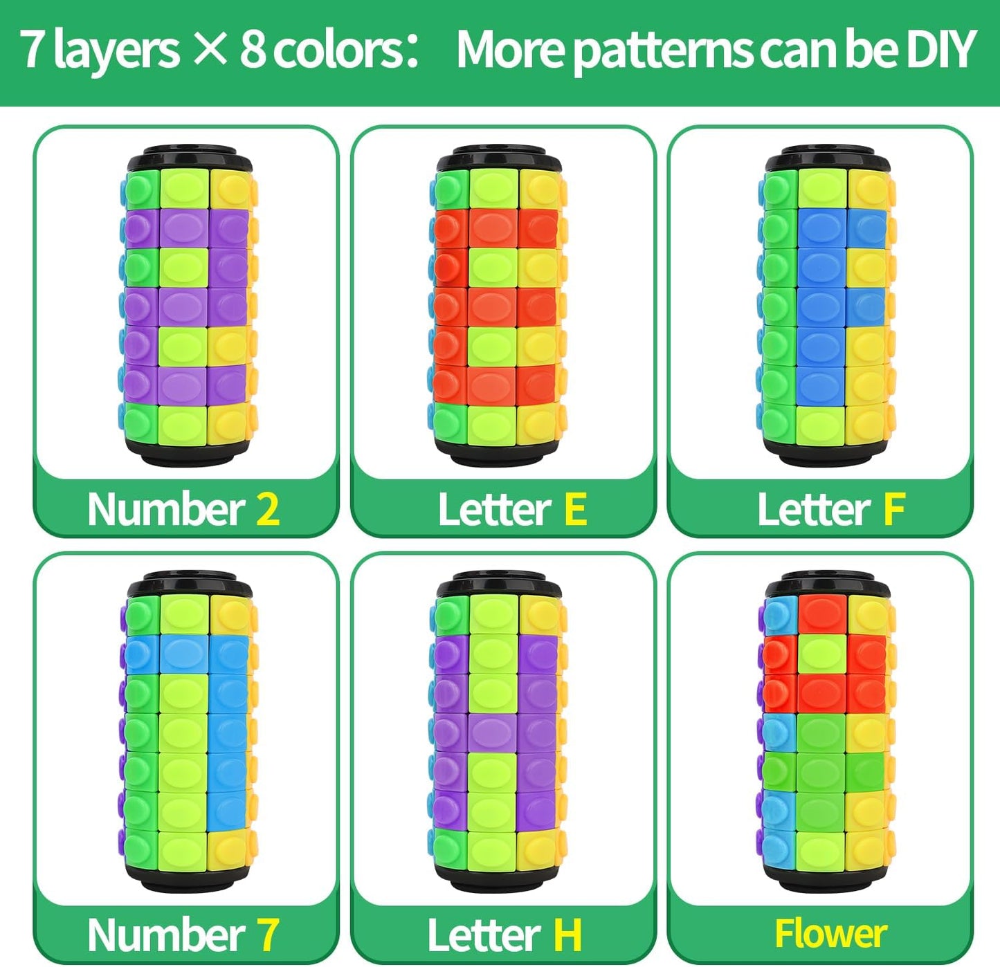 Rotate and Slide Puzzle, Finger Spinner Puzzle, Fidget Toys, Decompression Toy, 8 Colors,7 Layers, Educational Sensory Toy for Kids Adults (8 Colors X (6 Layers + 4 Layers + 8 Layers))