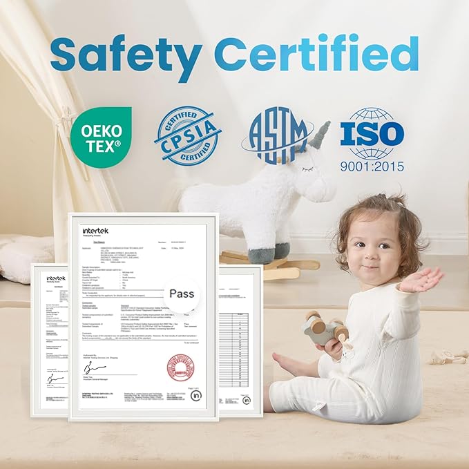 1.3" Thick Baby Play Mat for Floor Playpen, 71x79 Large Foam Tummy Time Mat, Padded Support Soft Plush Nursery Rug for Infant Kids Toddler Crawling Kick Activity (Beige)