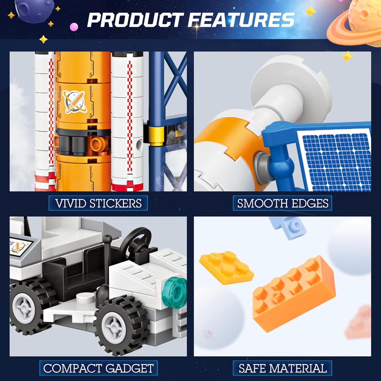 Exploratory Building Blocks Set: 461PCS Rocket, Space Shuttle, Moon Buggy, and Satellite Kit - STEM Learning with Space Capsule - Ideal for 6-12 Year Old Boys