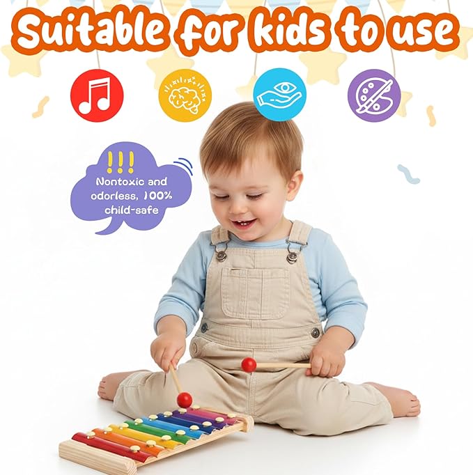MCPINKY Xylophone for Kids, Xylophone Musical Toy with Child Safe Mallets Educational Musical Instruments Toy for Toddlers