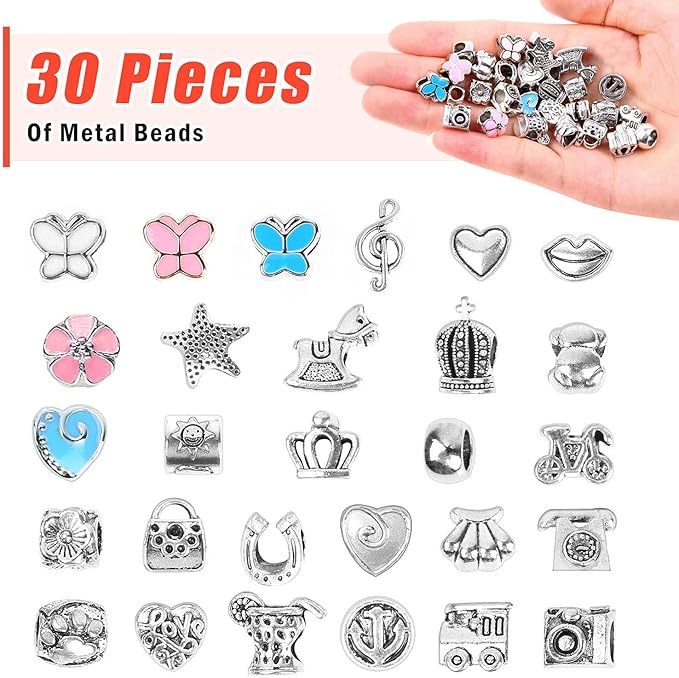 Bracelet Making Kit, 85PCs Charm Bracelets Kit with Beads, Jewelry Charms, Bracelets for DIY Craft, Jewelry Gift