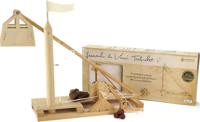 PATHFINDERS Leonardo da Vinci Trebuchet STEM Kit – Build Your Own Medieval Siege Engine – Educational Wooden Model for Kids Teens & Adults, DIY Engineering Project, Science Experiment Gift