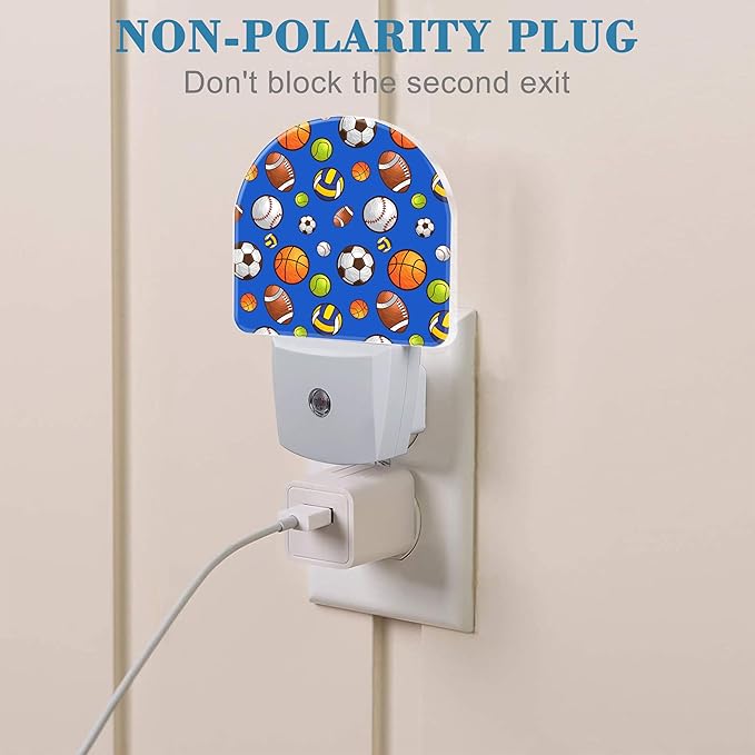 Cartoon Sports Balls Night Light for Kids, LED Night Light Plug into Wall with Dusk to Dawn Sensor for Girls Boys Women Men Room Decor, Hallway, Kitchen, Bathroom, Nursery, Stairs