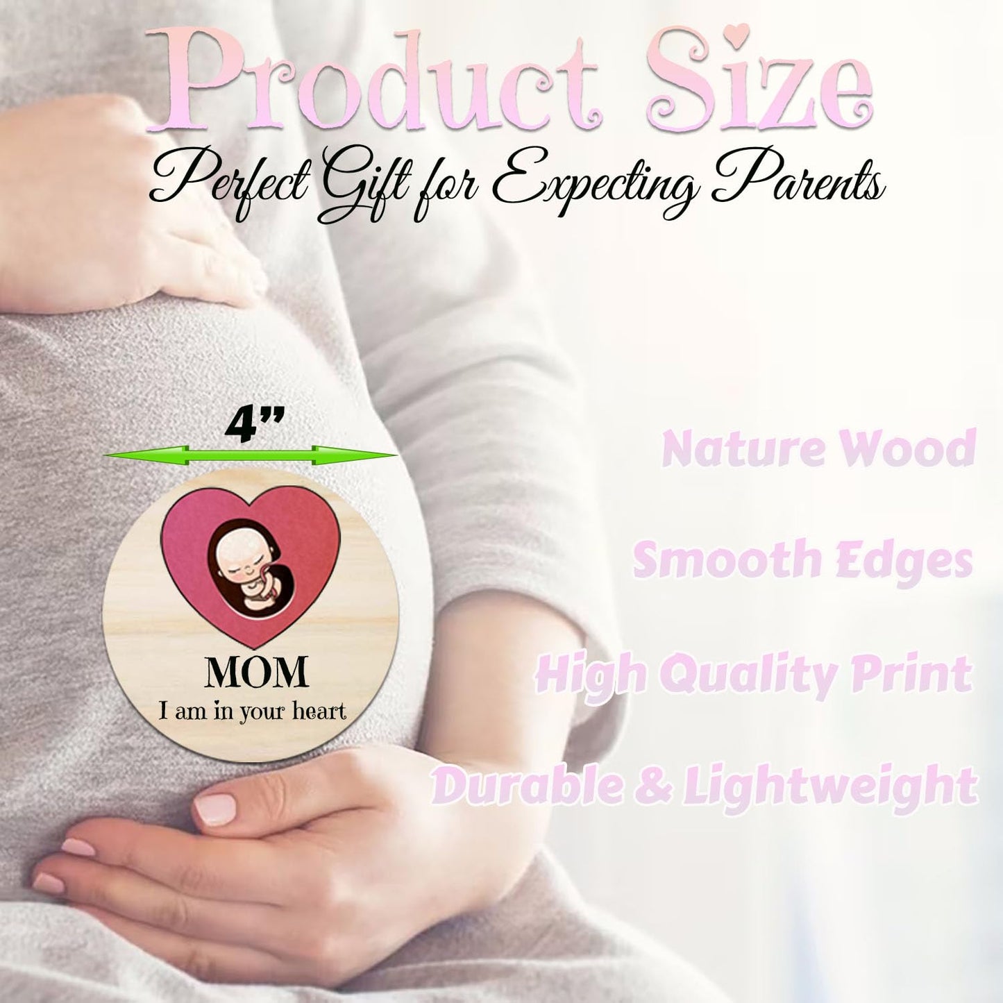 42 Designs Pregnancy Weekly Milestone Signs - Wooden Weekly Baby Bump Tracker Milestone Discs - Trimester Pregnancy Must Haves - Essential Gifts for Mommy to Be (Pregnancy Milestones Cards)