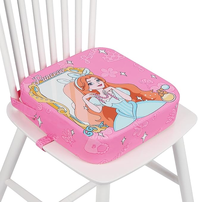 Toddler Booster Seat for Dining Table, Kids Booster Seat for Kitchen Chair with Non-Slip Bottom, Portable Detachable Washable Increasing Cushion with 2 Adjustable Straps (Princess)