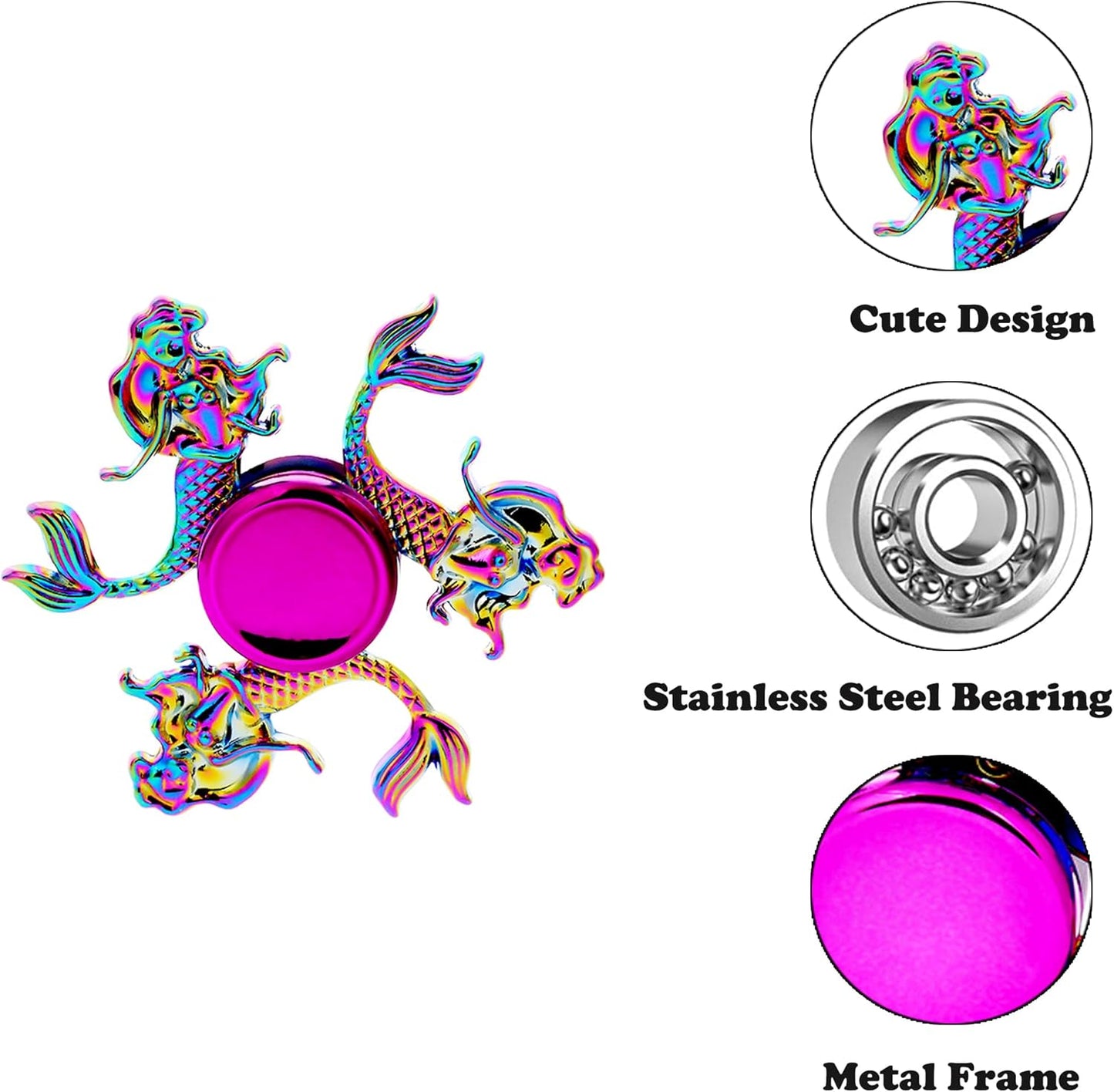 Fidget Spinners Set, Metal Desk Toys for Kids Adults Boys Girls, Hand Spinner Sensory Toys for Party Favors, Stocking Stuffers (3 Pack) (Style-4)