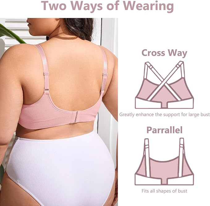 iloveSIA 4Pack Nursing Bra for Breastfeeding Maternity Bra for Pregnancy Seamless Wireless Fit Bra Regular & Plus Size M-4XL