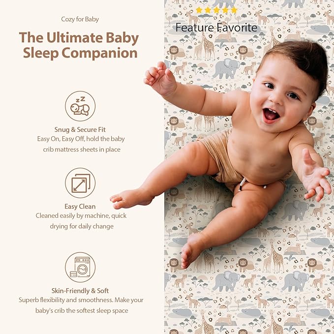 Baby Bassinet Sheets Girl Boy, Fitted Bassinet Sheet Set 3 Pack Bassinet Mattress Sheets Universal Fit for Rectangle, Round, Oval, Hourglass Mattress, Soft Breathable Elephant