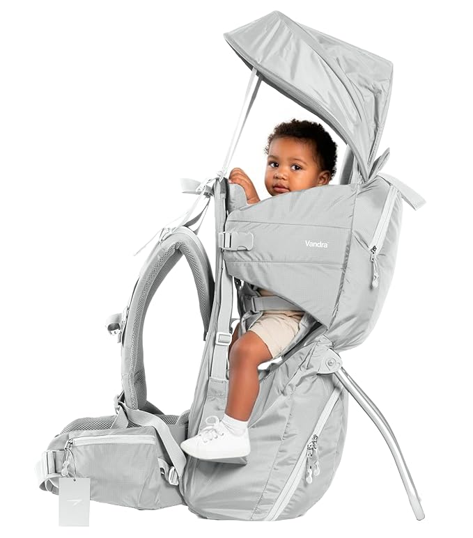 Vandra™ Glacier - Scandinavian Hiking Baby Carrier Backpack - Gravity Lock™ Hard-Shell Frame - Nest Child Carrier for Toddler & Kids - Dust Bag, Alu Tag & More Included