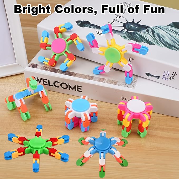 GOLDGE 28Pcs Transformable Fidget Spinners – Deformable Chain DIY Robot Toys, Stress Relief Sensory Gyro for Kids & Adults, Perfect Easter Basket Stuffers & Stocking Fillers