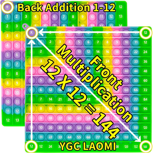 12X12 Multiplication Chart and Math 1-12 Addition Table Toys, Stress Relief Fidget Bubble Game Learning Toys, Making Learning More Fun and Easy to Understand