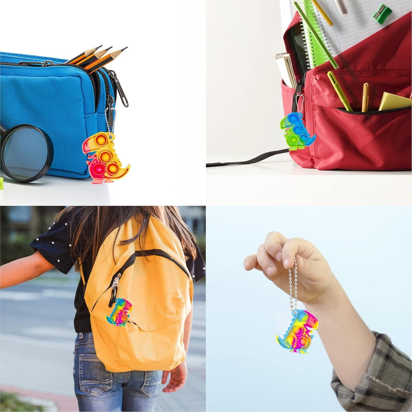 Dinosaur Party Favors Pop Fidget Toys Bulk Its 12PCS Mini Pop Keychain It Fidget Toy Packs Fidgets for Classroom Prizes for Kids Birthday Christmas Stocking Stuffers for Kids Sensory Toys