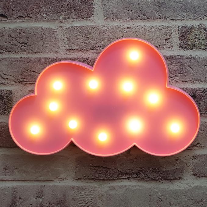 LED Cloud Marquee Signs, Light Up Cloud Decorative Signs Hanging Hole Nursery Room Night Light for Baby Shower, Party Supply, Christmas Decor-Pink