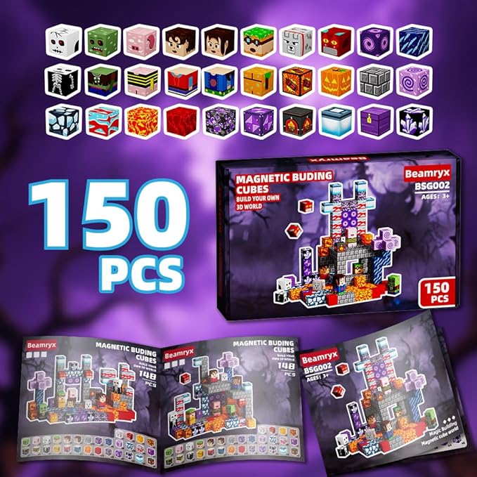 150Pcs Magnetic Building Blocks Set, Kids Sensory Toy for Toddlers STEM Learning, Construction Magnet Blocks Stacking Toy for Kids