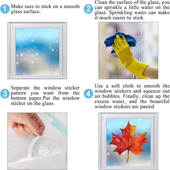 Whaline 9 Sheet Fall Window Clings Watercolor Orange-Brown Maple Leaves Pine Cone Acorn Double-Sided Reusable Windows Decals for Autumn Thanksgiving Halloween Home Windows Glass Holiday Decor