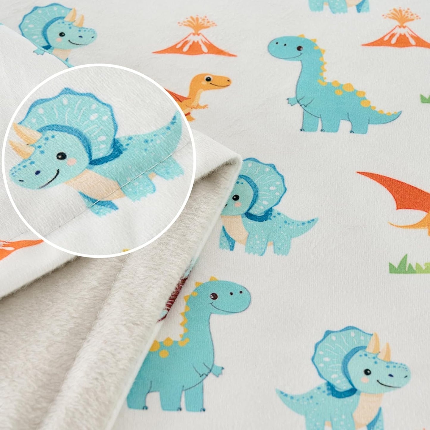 Baby Blanket 30x40 Inches Soft Double Layer Fleece Throw with Multicolor Dinosaur Gender Neutral Crib Blanket for Infant, Toddler, Newborn Baby Girl or Boy Shower Gift