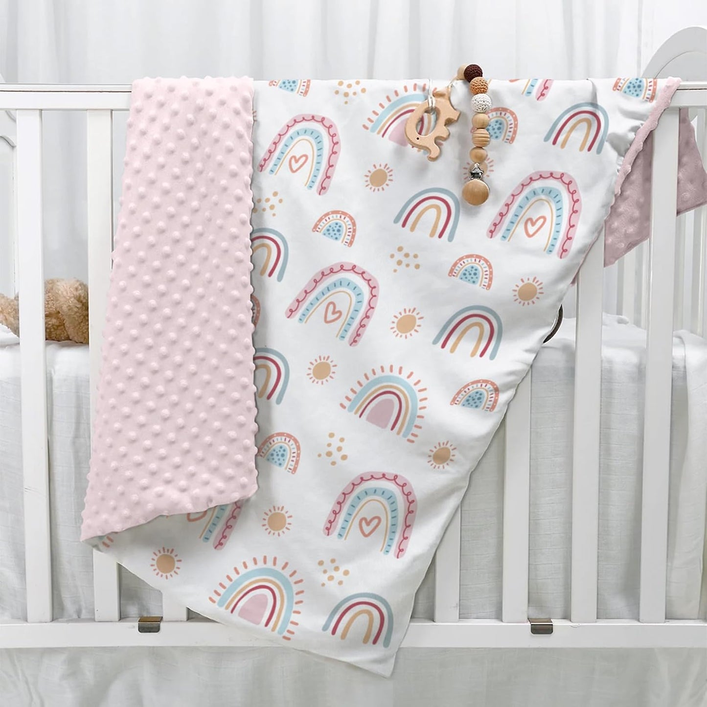 SANDJEST Rainbow Kid Blanket for Girls - 30 x 40 Kids Minky Blanket - Gifts for Kids on Birthday Christmas Nursery Bedroom Decor