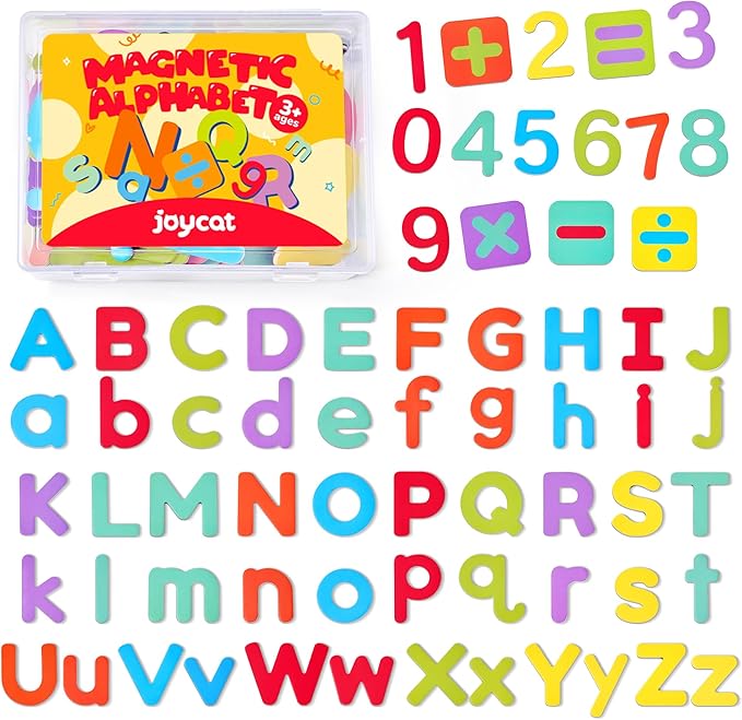 JoyCat Wooden Magnetic Letters and Numbers, Large Size Alphabet ABC 123 Fridge Magnets for Toddlers & Kids, Uppercase Lowercase, Preschool Spelling Learning Refrigerator Gift Toy Set (89 PCS)
