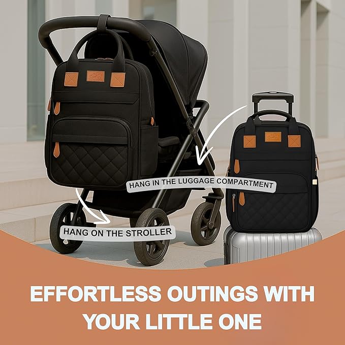 Large Diaper Bag Backpack with Changing Station, USB Charging Port, Insulated Pockets, Mosquito Net & Sun Shade – Waterproof Large Capacity Travel Diaper Bag for Moms & Dads