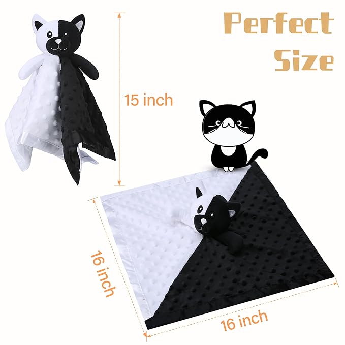 Pro Goleem Cat Loveys for Babies, Soft Security Blanket High Contrast Baby Toys for Newborn Stuffed Animals Baby Gifts for Boys and Girls, 16 Inch
