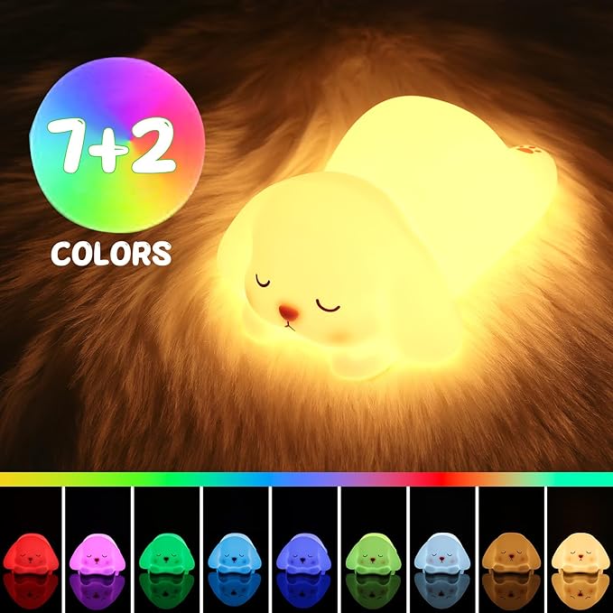 ZKLiLi Night Light for Kids Cute Rabbit Lamp, 16 Colors+Tap+Silicone Children Night-Light,USB Rechargeable Rabbit Night Lights for Kid Room,Girls Easter Gifts