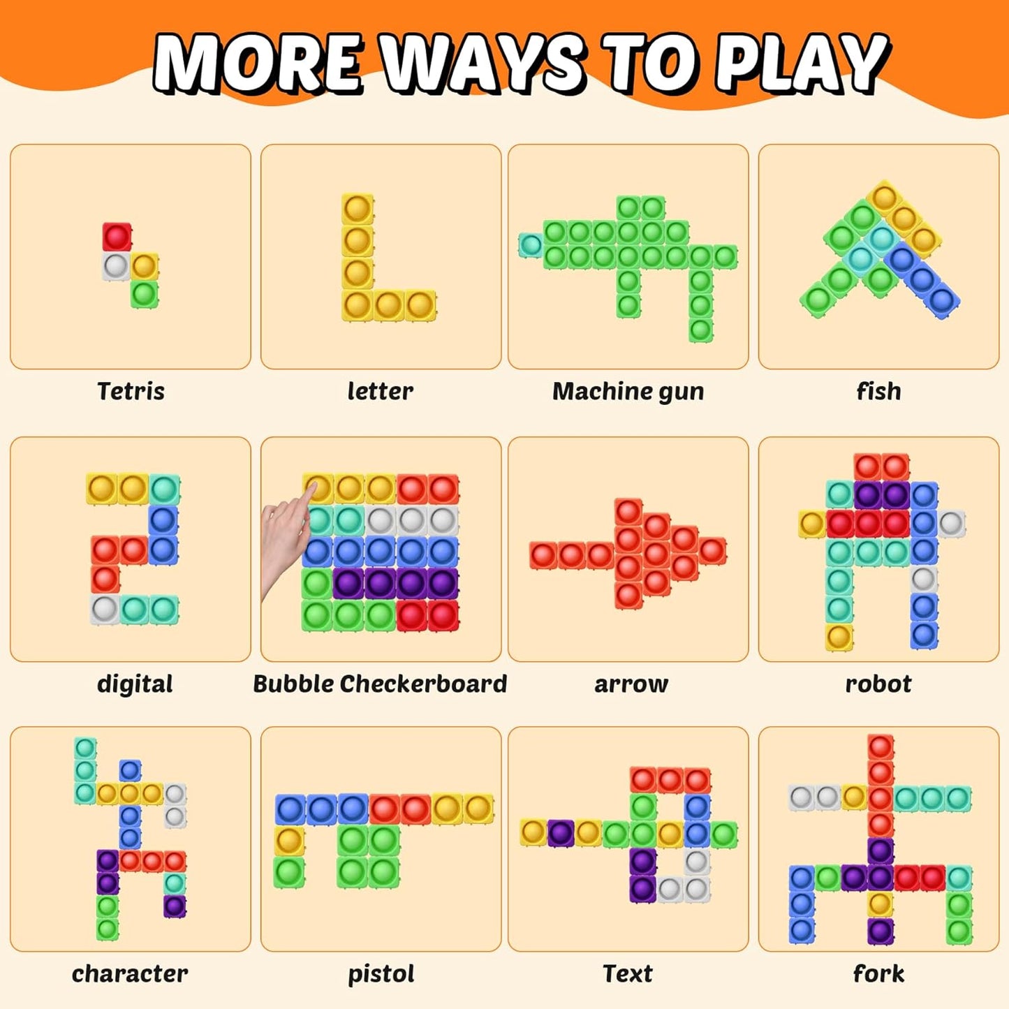 Giant Pop Blocks Bubble Premium Silicone Pop Fidget Blocks for Endless Joy and Education - Vibrant Pop Blocks for Imaginative Play and Puzzle Games-Toy Gift for Kids(16PCS-2)