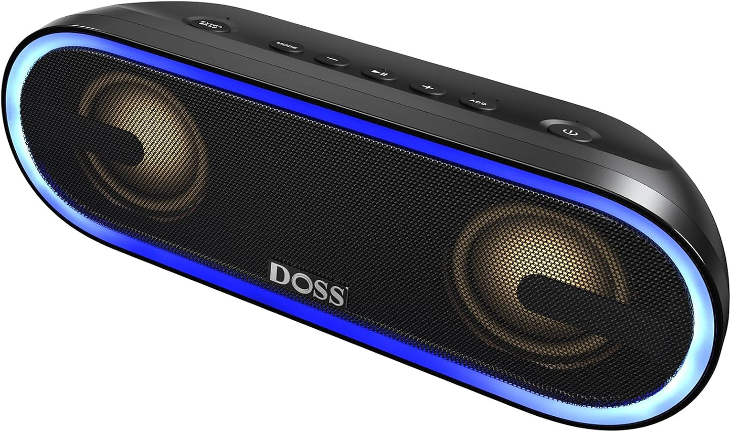 DOSS SoundBox Pro+ P300 Bluetooth Speaker with 40W Stereo Sound, Extra Bass, IPX6 Waterproof, TWS Pairing, Diverse Lights Show, 20H Playtime, Portable for Party, Camping, Beach