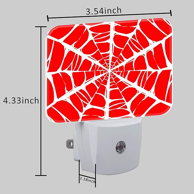White Spider Web Night Light for Kids, Spider Web LED Night Light Plug into Wall with Dusk to Dawn Sensor for Girls Boys Women Men Room, Hallway, Kitchen, Bathroom, Stairs Decor