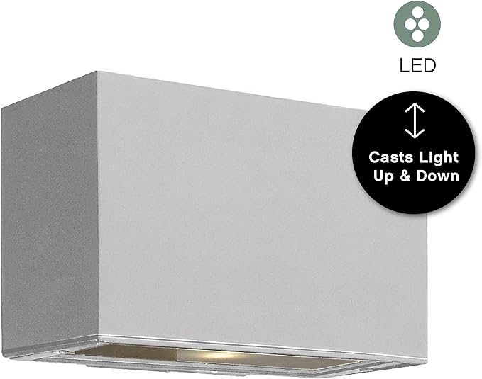 Hinkley Atlantis Collection Transitional 15W Integrated LED Small Outdoor Up Down Light Wall Mount, Titanium Finish