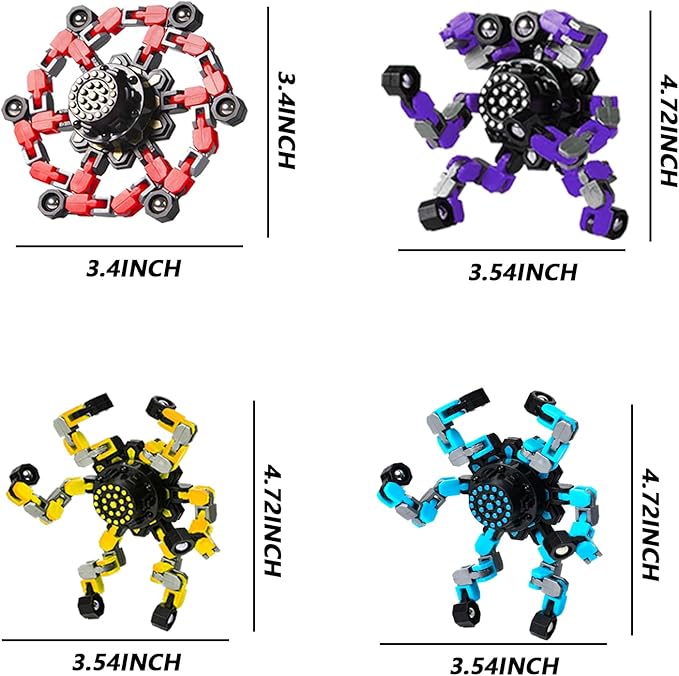 6pcs Transformable Fidget Spinners Children's Advanced Fidget Toys for Stress Relief Ideal Fidget Spinners for Sensory Toys for Boys and Girls with Autism，Party Favors