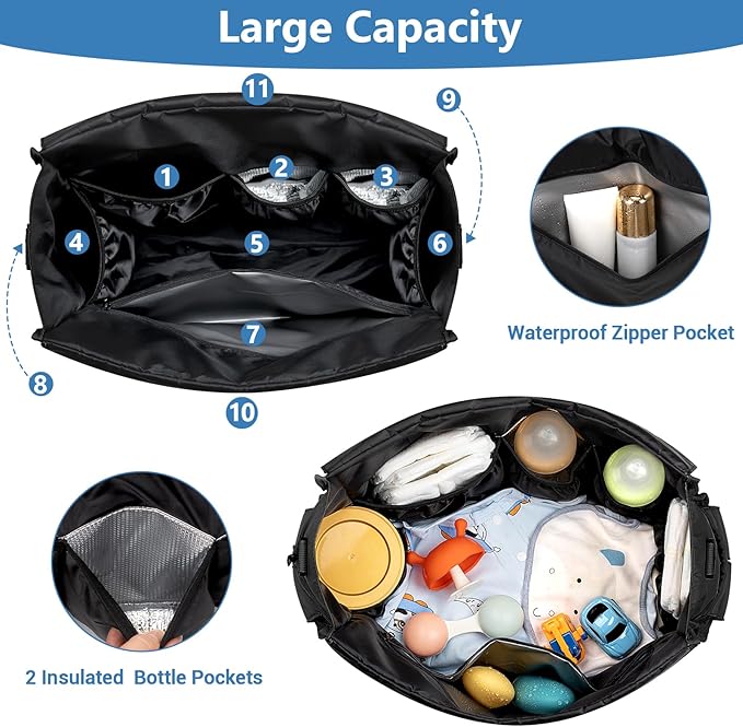 IBFUN Diaper Bag Tote for Baby - Large Baby Bag 4Pcs with Waterproof Changing Pad Pacifier Case, Travel Hospital Mommy Bag