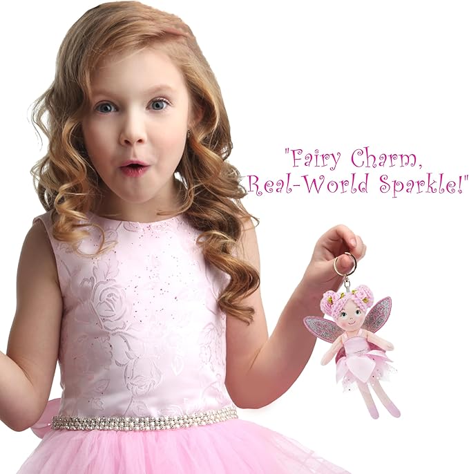 June Garden 7" Enchanted Garden Fairy Doll Nixie - Plush Soft Keychain - Bag Charm Gift for Girls - Green