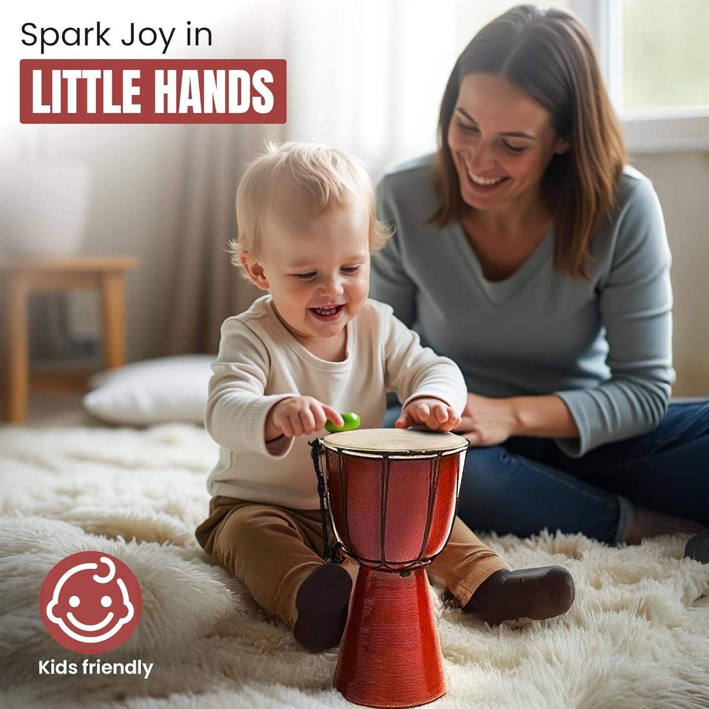 Drums Djembe Drum Djembe jembe is a Rope- goat skin Covered Goblet Drum Played by Hands West Africa style (4x8) Designed in the USA