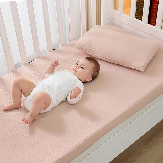 JELLYMONI 2 Pack Muslin Toddler Pillowcase for 13x18 Pillow, 100% Cotton Baby Pillow Case Cover for Bed, Toddler Cot and Travel, Soft & Breathable Baby Kids Envelope Pillowcase, No Pillow