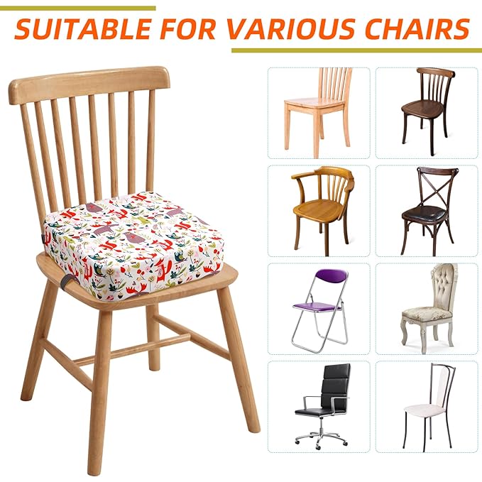 Zicac Portable Seat Cushion Washable with Non-Slip Bottom, Detachable Strong Support Cushion for Toddler Kids Baby Infant (White Forest)