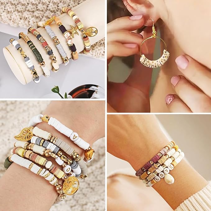 BBita 6680Pcs Clay Beads Bracelet Making Kit, Flat Preppy Beads for Friendship Bracelets, Polymer Clay Beads with Charms for Jewelry Earrings Necklaces Making Kit, Crafts Gifts for Girls Ages 6-12