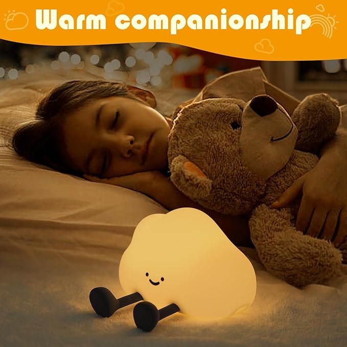 YISUN Cloud Night Light, Cute Silicone Nightlight for Baby Toddler, Rechargeable LED Nursery Lamp with Timer, 3 Level Dimmable Soft Squishy Night Lamp Gift for Bedroom Kids Room Decor