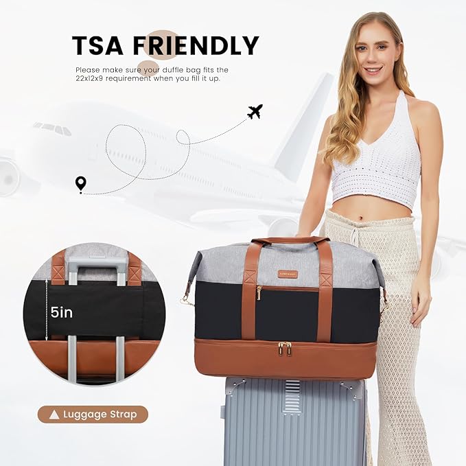 LOVEVOOK Weekender Bag, Large Travel Duffel Bag for Women with 2 Packing Cubes, Carry on Overnight Bag with Shoe Compartment, Mom Hospital Bags for Labor and Delivery